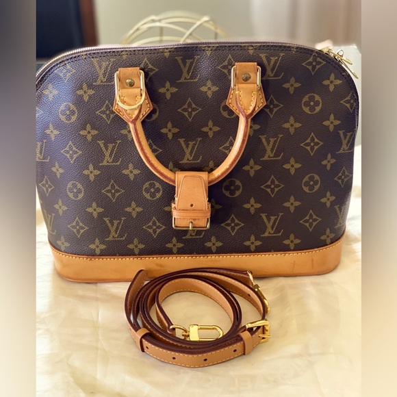 VINTAGE LOUIS VUITTON MONOGRAM ALMA PM BROWN LEATHER CANVAS SATCHEL/HANDBAG - Picture 2 of 16